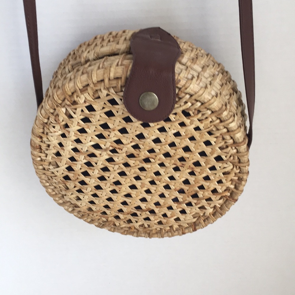 J Crew Round Wicker Handbag